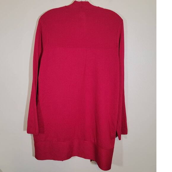 Chico's Women Open Front Cardigan Sweater Long Sleeve Long Line Red SZ 2 US LG - Picture 4 of 4